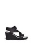Main View - Click To Enlarge - SARAH SUMMER - Black leather wedge platform sandals