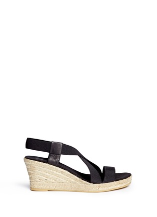 Main View - Click To Enlarge - SARAH SUMMER - Elastic band espadrille wedge sandals