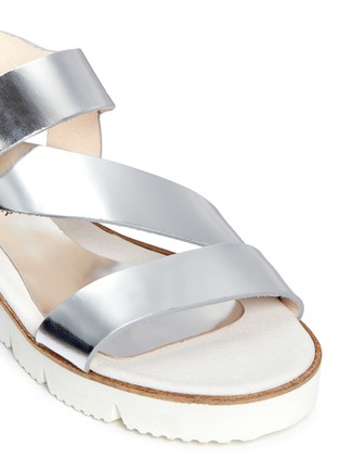 Detail View - Click To Enlarge - SARAH SUMMER - Mirror leather flatform sandals