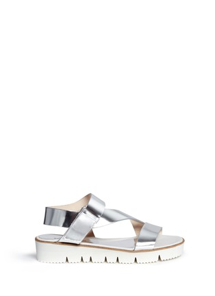 Main View - Click To Enlarge - SARAH SUMMER - Mirror leather flatform sandals