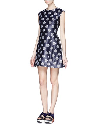 Figure View - Click To Enlarge - KENZO - Polka dot chintz jacquard flare dress
