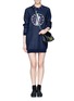 Detail View - Click To Enlarge - KENZO - Eiffel tower and Statue of Liberty embroidered sweatshirt dress