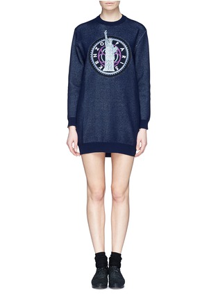 Main View - Click To Enlarge - KENZO - Eiffel tower and Statue of Liberty embroidered sweatshirt dress