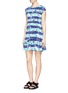 Front View - Click To Enlarge - KENZO - Stripe flower print stretch crepe dress