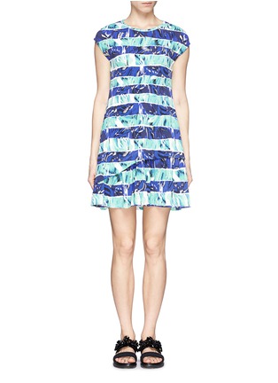Main View - Click To Enlarge - KENZO - Stripe flower print stretch crepe dress