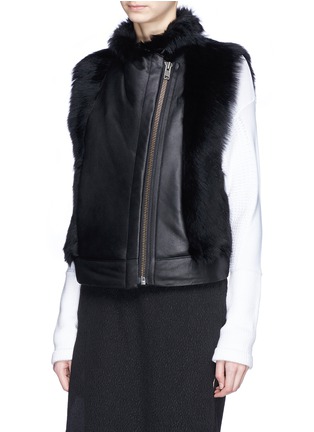 Front View - Click To Enlarge - HELMUT LANG - Lamb leather shearling gilet 