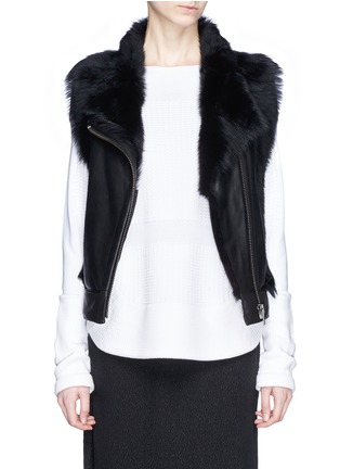 Main View - Click To Enlarge - HELMUT LANG - Lamb leather shearling gilet 