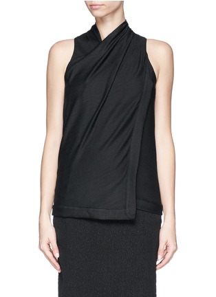 Main View - Click To Enlarge - HELMUT LANG - Drape neck front flap crepe top