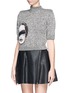 Front View - Click To Enlarge - CARVEN - Woman face panel stretch cropped sweater 