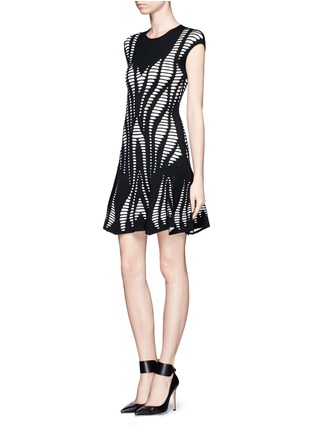 Figure View - Click To Enlarge - RVN - Cutout Illusion skater dress