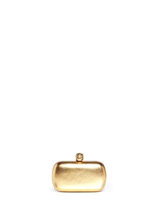 Back View - Click To Enlarge - ALEXANDER MCQUEEN - Bi-coloured metallic leather skull box clutch