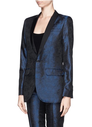 Front View - Click To Enlarge - EACH X OTHER - x Robert Montgomery leather lapel brocade tuxedo jacket
