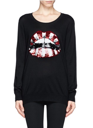 Main View - Click To Enlarge - MARKUS LUPFER - Natalie candy stripe sequin 'Lara Lip' sweater