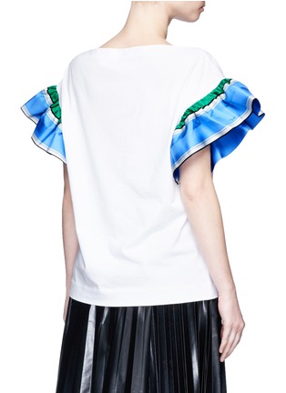 Back View - Click To Enlarge - EMILIO PUCCI - Scarf print stripe ruffle sleeve T-shirt
