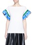 Main View - Click To Enlarge - EMILIO PUCCI - Scarf print stripe ruffle sleeve T-shirt
