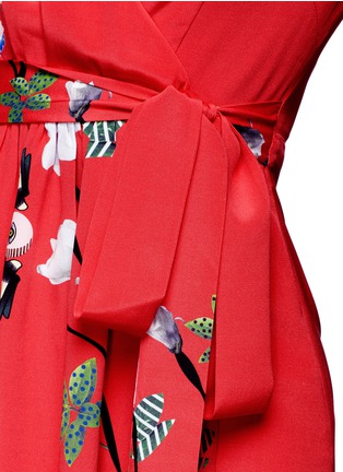 Detail View - Click To Enlarge - HELEN LEE - 'Flying Bunny' print wrap crepe dress
