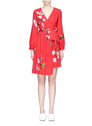 Main View - Click To Enlarge - HELEN LEE - 'Flying Bunny' print wrap crepe dress