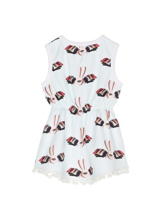 Figure View - Click To Enlarge - HELEN LEE - Bunny graphic print pompom kids sleeveless dress