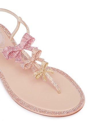 Detail View - Click To Enlarge - RENÉ CAOVILLA - Bow strass embellished satin thong sandals