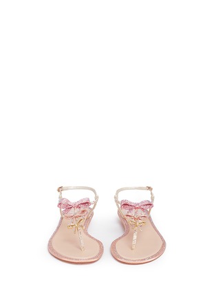 Front View - Click To Enlarge - RENÉ CAOVILLA - Bow strass embellished satin thong sandals