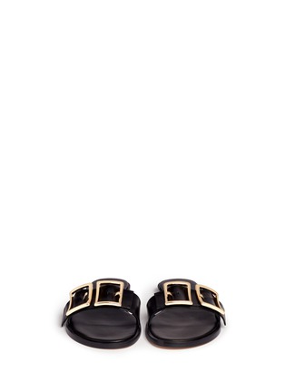 Front View - Click To Enlarge - TIBI - 'Frida' double buckle leather slide sandals
