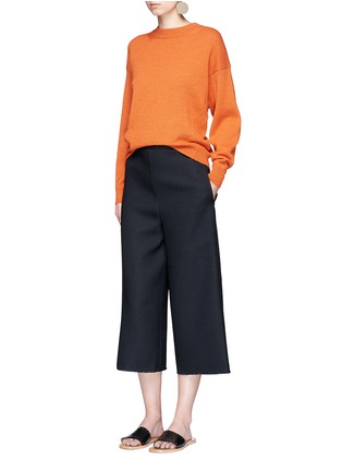 Figure View - Click To Enlarge - TIBI - Frayed cuff crepe sable culottes