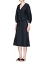 Figure View - Click To Enlarge - TIBI - Split front crepe sable fluted skirt