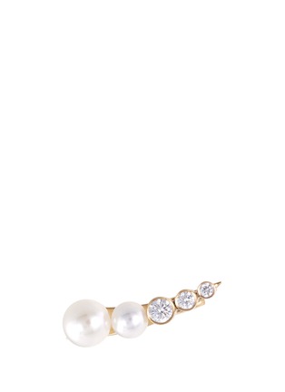 Main View - Click To Enlarge - SOPHIE BILLE BRAHE - 'Petite Croissant Perle' diamond akoya pearl single right earring