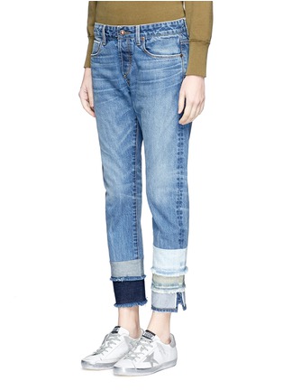 Front View - Click To Enlarge - 72877 - 'Savanna' frayed patchwork cuff jeans