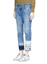 Front View - Click To Enlarge - 72877 - 'Savanna' frayed patchwork cuff jeans