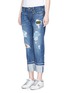 Front View - Click To Enlarge - 72877 - Herma' distressed ripped knit patch cropped jeans