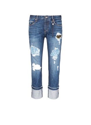 Main View - Click To Enlarge - 72877 - Herma' distressed ripped knit patch cropped jeans