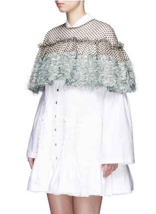 Front View - Click To Enlarge - ANAÏS JOURDEN - Frayed gauze dot embroidered tulle cape