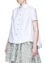 Front View - Click To Enlarge - ANAÏS JOURDEN - Smocked cutout back stripe Oxford shirt