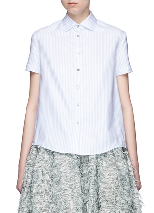 Main View - Click To Enlarge - ANAÏS JOURDEN - Smocked cutout back stripe Oxford shirt
