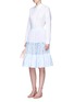 Figure View - Click To Enlarge - ANAÏS JOURDEN - Stripe smocked tiered Oxford skirt