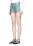 Front View - Click To Enlarge - ANAÏS JOURDEN - 'Emerald China' stud paisley brocade shorts
