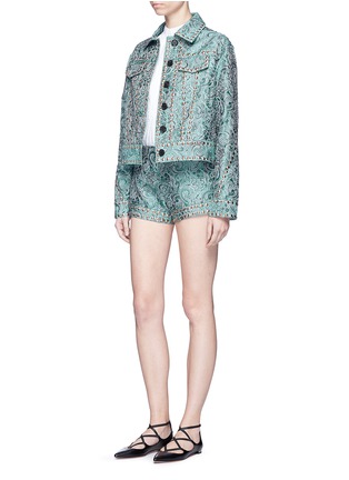 Figure View - Click To Enlarge - ANAÏS JOURDEN - 'Emerald China' stud paisley brocade shorts