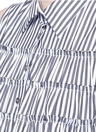 Detail View - Click To Enlarge - ANAÏS JOURDEN - Stripe tiered cotton poplin shirt dress
