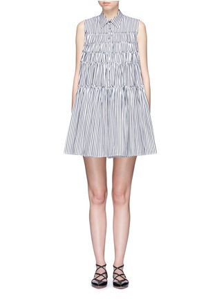 Main View - Click To Enlarge - ANAÏS JOURDEN - Stripe tiered cotton poplin shirt dress
