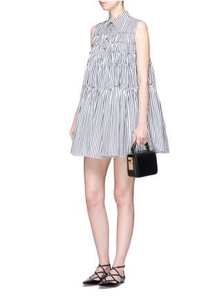 Figure View - Click To Enlarge - ANAÏS JOURDEN - Stripe tiered cotton poplin shirt dress