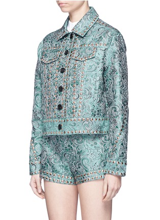 Front View - Click To Enlarge - ANAÏS JOURDEN - 'Emerald China' stud paisley jacquard trucker jacket