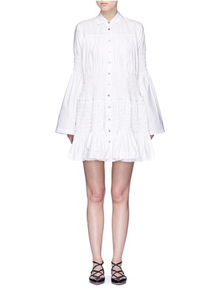 Main View - Click To Enlarge - ANAÏS JOURDEN - Smocked panel Oxford shirt dress