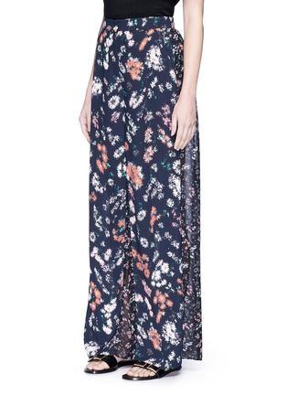 Front View - Click To Enlarge - 73182 - 'Logan' floral print sheer back wide leg pants