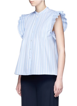 Front View - Click To Enlarge - 73182 - 'Italo' pleated butterfly sleeve stripe shirt