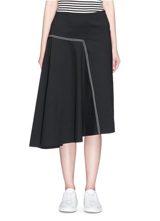 Main View - Click To Enlarge - BASSIKE - Contrast topstitched bonded jersey asymmetric skirt