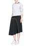 Figure View - Click To Enlarge - BASSIKE - Contrast topstitched bonded jersey asymmetric skirt