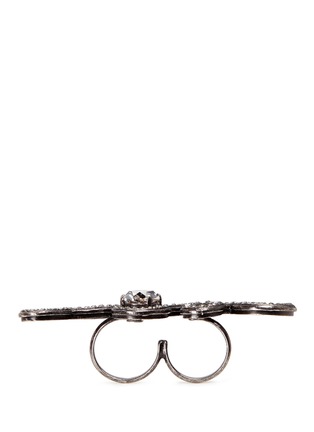 Figure View - Click To Enlarge - LANVIN - 'Love' glass crystal two finger ring