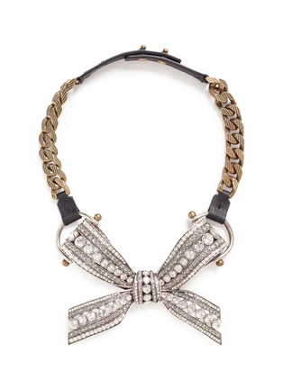 Main View - Click To Enlarge - LANVIN - 'Diane' crystal bow pendant curb chain necklace