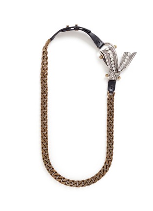 Main View - Click To Enlarge - LANVIN - 'Diane' crystal half bow curb chain necklace
